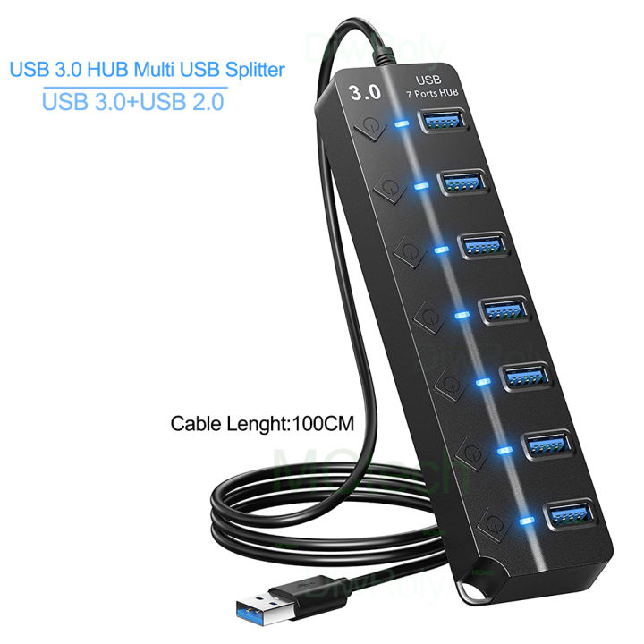 Pc Multi Usb USB 3.0 Hub USB Hub 2.0 Multi USB Splitter Hub 100cm Long cable ...