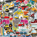 40PCS Cute Children's Cartoon Car Truck Stickers Kawaii DIY Skateboard Motor Graffiti Vehicle Sticker Decals Kids Learning Toys. 