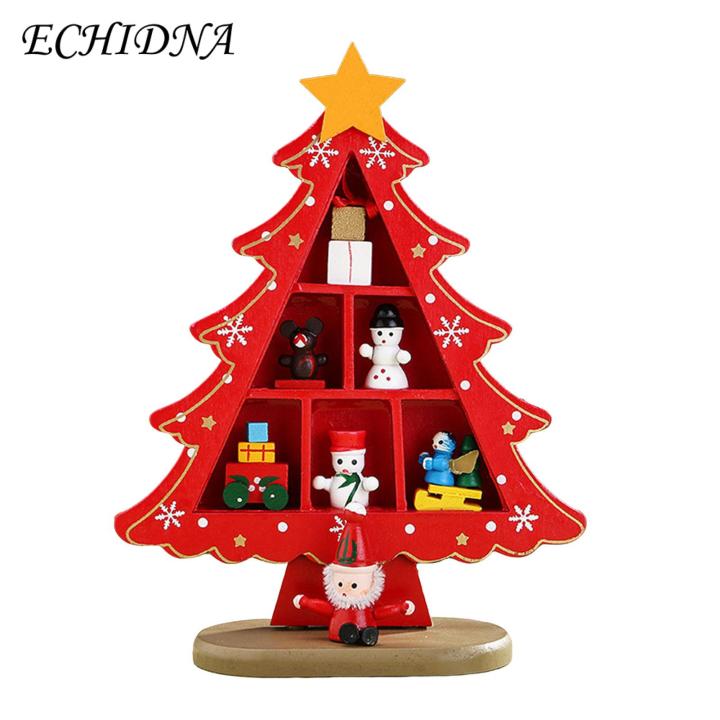 ECHIDNA Christmas Decoration Stunning Visual Effect Xmas Holiday Party Wooden Desktop Xmas Tree