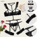 Anedshaop Women Underwire Lingerie Set 2pcs Halter Lace Panel Garters 2025 New Sleepwear Pajama Sets Clothing Seductive Lingerie. 