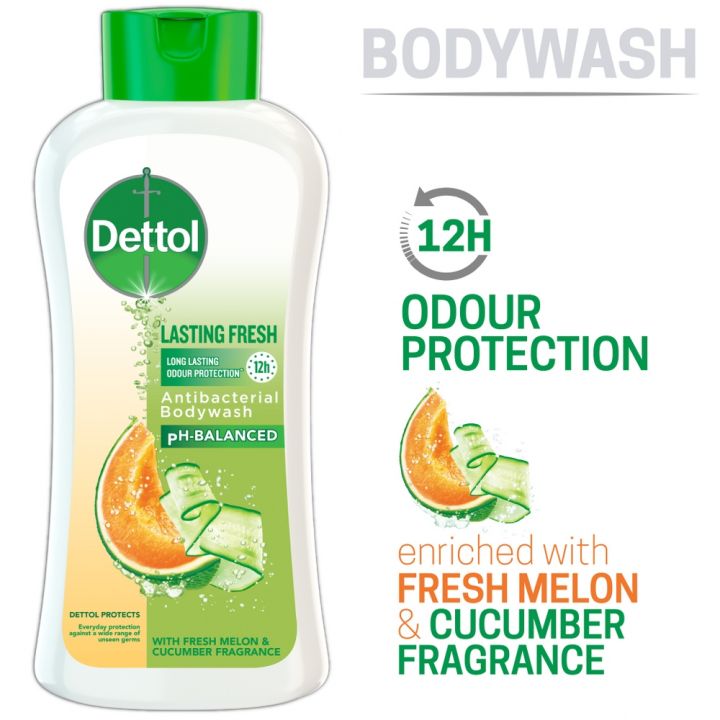 Dettol Antibacterial Body Wash Shower Gel Lasting Fresh Melon & Cucumber Fragrance - 250ml