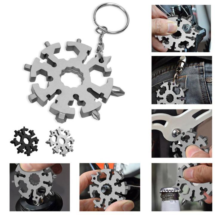 Snowflake Multitool 16-in-1 Snow Multi-Tool Screwdriver Bike Tools Keychain Bag Tag M4 M5 M6 Hex Wrench Key Bottle Opener