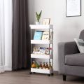 Double Side 4 Layer Luxury Trolley / 4 Tier Kitchen Fruit Vegetable Rack On Wheels Deep Storage Stand Cart Trolley SMT. 