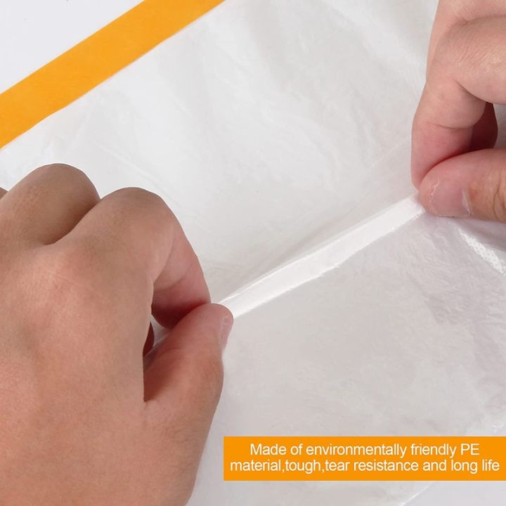 4 Rolls Clear Plastic Sheeting 4.9X 65.5 Ft Pre-Taped Masking Film Drop Cloths for Painting Automotive Painting Covering