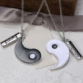 2Pcs/Set Best Friends Tai Chi Yin Yang Carved Bar Pendant Split Necklace Gift. 