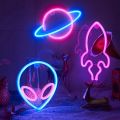 Neon Light Party LED Aliens ET Earth Planet Rocket Led Night Light for Bedroom Decor Neon Sign Wallpaper Christmas decoration. 