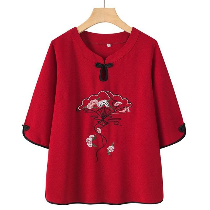 Middle-Aged%20and%20Elderly%20Women's%20Dress%20New%20Chinese%20Style%20Cotton%20and%20Linen%20Embroidered%20Top%20Pants%20Suit%20Women's%20Summer%20Half%20Sleeve%20Embroidered%20Two-Piece%20Suit%20Fashion%20-%20Image%209