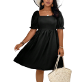Black Short Puff Sleeve Frocks For Girls Silk Black Mini Frock Short Frock Party Frocks Casual Frock Black Frock For Ladies Gift Items For Love Latest Frock. 