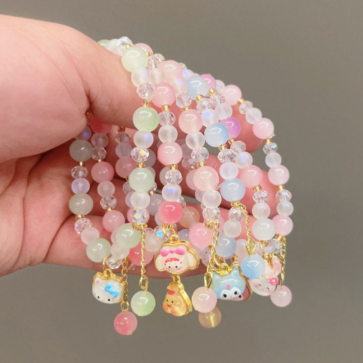 【The-Best】 Cartoon Cute Sanrio Bracelet Hello Kitty Beaded Bracelet ...