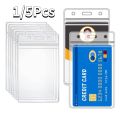 1/5pcs Vertical Transparent Soft ID Card Bag Certificate Card PVC Case with Zipper Badge Work Card Holder Accessories. 