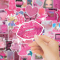 10/50Pcs Pink Preppy Girls Cartoon Stickers Pack for Kids Laptop Scrapbooking Travel Computer Decoration Graffiti Sticker Decal. 