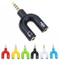 3.5mm Splitter Stereo Plug U-shape Stereo Audio Mic & Headphone Earphone Splitter Adapters for Smartphone MP3 MP4 Player. 