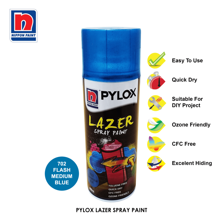 Nippon Pylox Lazer Hand Spray Paint Flash Medium Blue (Metallic) 702