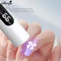 Monja White Mini Nail Dryer Portable UV Adhesive Gel Lamp Handheld USB Charging Nail Art UV LED Flashlight with LED Screen Display Quick Drying Nail Light DIY Manicure Tools. 