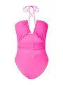 Women Bikini, Lacing Halterneck Backless Solid Slim Summer Swimming Bathing Swimsuit. 