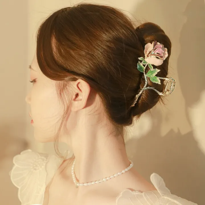 New%202025%20Exquisite%20Rose%20Blossom%20HairClip%20for%20Women%20Shark%20Clip%20Gold%20Metal%20Claw%20Hairpin%20Headwear%20Accessories%20-%20Image%202