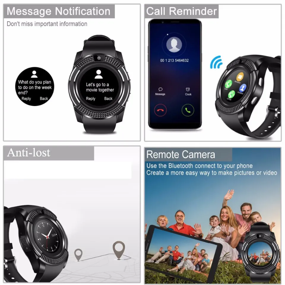 V8 Smart Watch Men/Women 4G Sim Card Camera Round Answer Call Dial