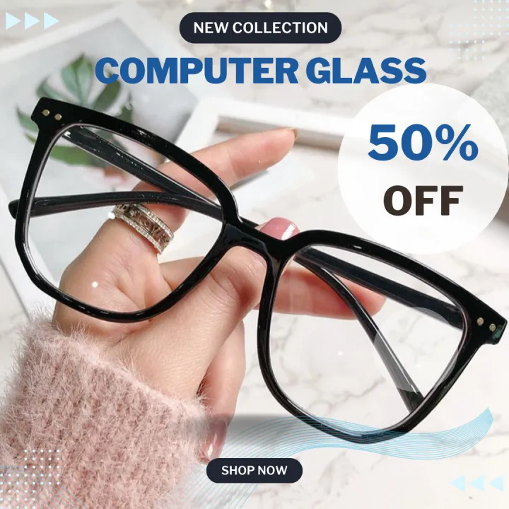 Higher Grade Blue Light Filter Retro Design Clear Lens Computer Glass Mari Clear Lens Blue Light Filter Unisex Ladies and Men Clear Lens Protection Blue Light Filter Lens Stylish Girls Clear Lens Nurd Glasses in Daraz Flyer