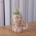 Pot Plants Human Funny Face Flower Pot Collection Art Decorative with Drain Hole Head Planter Resin Face Pots for Bookshelf Bar. 