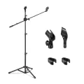 Microphone Stand , Mic Stand Heavy Duty Adjustable Collapsible Tripod Boom Mic Stands with 2 Mic Clip Holders. 