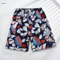 Beach Shorts Men Printed Summer Shorts Elastic Waist Drawstring Five Point Baggy Swim Black White XL. 