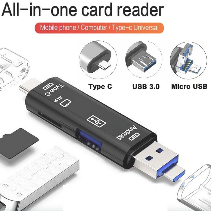 5 in 1 Memory Card Reader with USB 3.0 Type C/USB/Micro USB SD OTG Multi Adapter & Converters Data Transfer