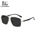 LouisWill Men Sunglasses Double Beam Frame UV400 Polarized Glasses Square Shape Sunglasses Eyewear Ultra Light Elastic Leg Anti Glare Glasses Outdoor Sports Driving Sunglasses. 