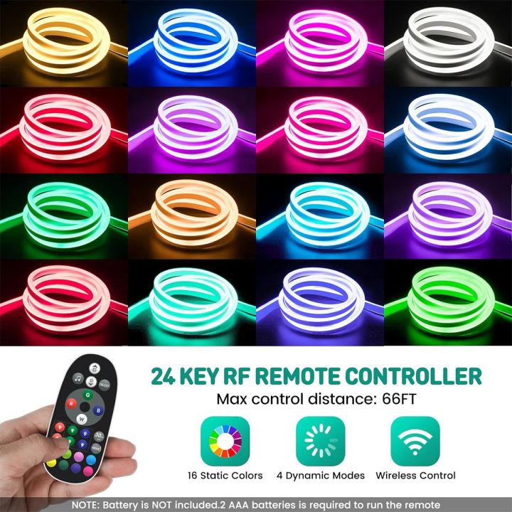 USB RGB LED Neon Light Strip, 10m 5V 72LEDs/m Silicone Bluetooth Rope ...