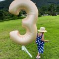 32/40Inch Cream Color Number Balloons 1-9 Large Digital Foil Helium Ball Girl Kids Adult Happy Birthday Party Decoration Wedding. 