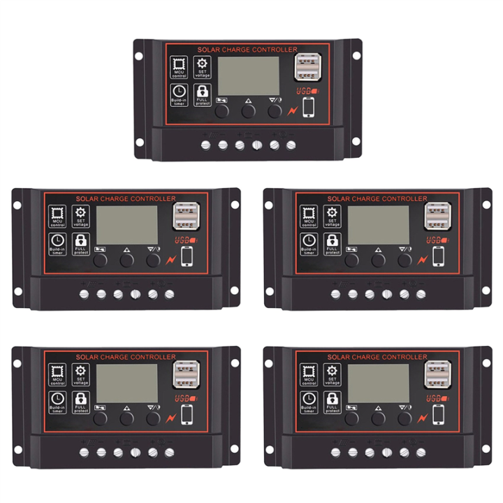5X 100A Solar Charge Controller Solar Panel Controller 12V 24V LCD ...