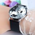 Disney Mickey Women Watches for Girls Black Leather Strap ultrathin Ladies Watch Quartz Clock Wrist Relogio Feminino. 