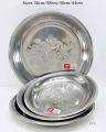 Stainless Steel Sawan Plate / Lunch, Dinner Food Plate Good Quality Large Round Tray Tableware for Outdoor Camping & Picnic Household Trays. 