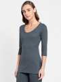Charcoal Melange Thermal 3 quarter Sleeve Top. 