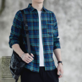 Spring and Autumn New Korean Style Plaid Shirt Men's Youth Long-Sleeved Shirt Large Size All-Matching Men's Clothing Leisure Shirt Fashion. 