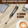 Handheld Electric Milk Frother with 2 Heads,Coffee Whisk Foam Mixer with USB Rechargeable 3 Speeds, Foam Maker Blender A. 