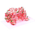 Happy Valentine's Day Pop up Happy Birthday Valentines Gift Wedding Invitation Handicraft With Envelope. 