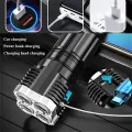 Strong Light Flashlight Camping Torch Rechargeable Multifunctional Portable Hand Lantern with 4 Lamp Beads and COB Side Light. 
