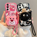 Olige  Case  For Samsung Galaxy A22 A23 A24 A25 A31 A32 A33 5G A34 A35 A50 A51 A52 A53 A54 A55 Fashionable and Cute Cream Plush Phone Case with Six Animal Types Pacha Dog Strawberry Bear phone case back cover. 