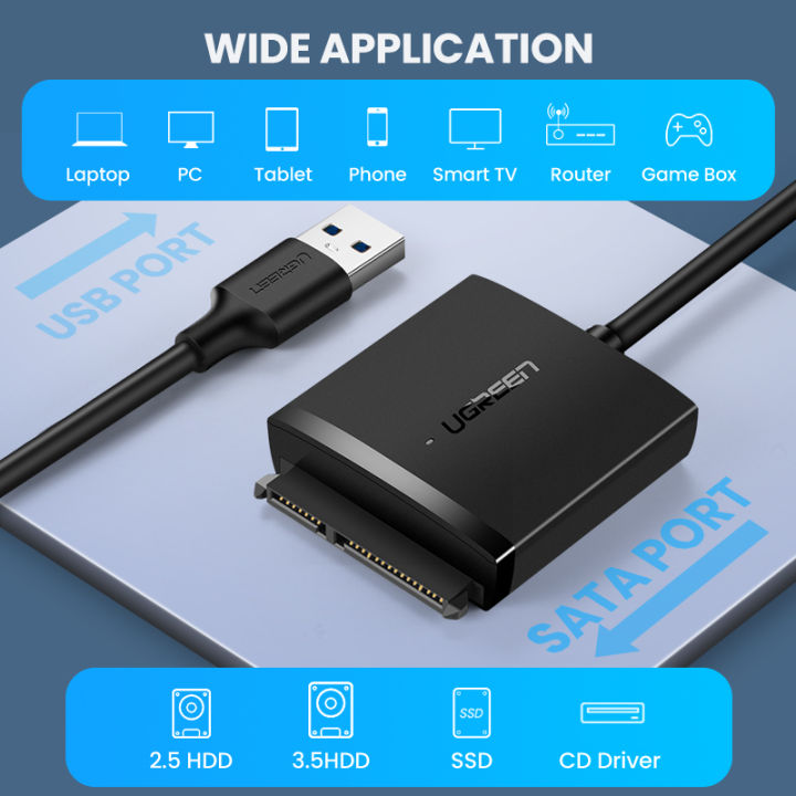 UGREEN%20SATA%20to%20USB%203.0%20Adapter%20Cable%20for%203.5/2.5%20Inch%20SSD%20HDD%20SATA%20III%20Hard%20Drive%20Disk%20Converter%20Support%20UASP%20Compatible%20with%20Samsung%20Seagate%20WD%20SanDisk%20Hitachi%20Toshiba%20-%20Image%204