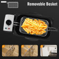 Migeet Stainless-Steel Electric Deep Fryer with Timer and Temperature Knobs, Fried Chicken Burger Fries Temperature Control Large Capacity Stainless Steel. 