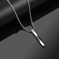 Spiral Rectangle Pendant Necklace-Cool Vertical Cuboid Stick Chain Necklace-Stainless Steel Jewelry Gift. 