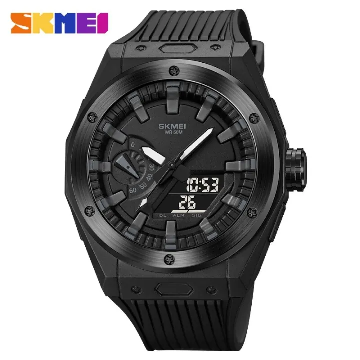 SKMEI Men Electronic Watch Dual Display Watch 50m Waterproof Multifunctional Watch Fashion Business Style For Men 2103