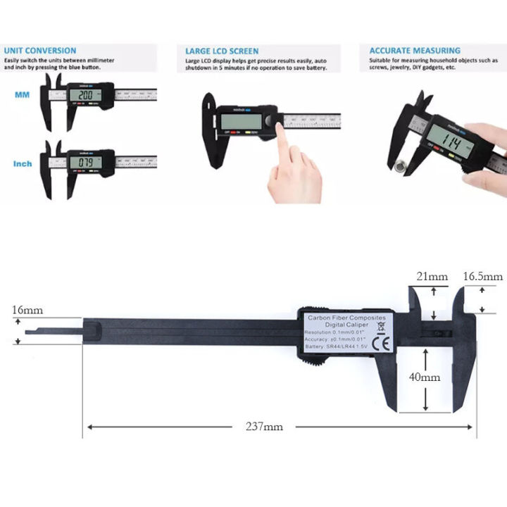 Electronic Vernier Caliper 6 inch Digital Vernier Caliper 150mm Ruler ...