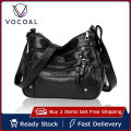 Vocoal Crossbody Shoulder Bag Soft Leather Bag Female Fashion Simple European American Trend Retro Multi-pocket Large Capacity Water Resistant Sling Bag. 