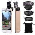 3 In 1 Universal Clip Lens Wide- Angle Macro Lens Fisheye Lens Mobile Phone Camera Lens with Clip Special Effects Lens. 