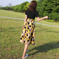 Women's Summer Dress2023New Korean Style Trendy Stitching Two-Piece Waist Slimming Mid-Length Temperament Dress. 