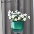 Indoor Self-watering Flower Pot Self-watering Hanging Planter with Drainage Perfect for Indoor Outdoor Plants Visible Water Level Transparent Hanging Pot. 