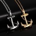 Hot Titanium Steel Boat Anchor Pendant Necklace Trendy Men's Personality Vintage Cross Jewelry Gift for boyfriend. 