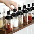 Seasoning Bottle Glass Spice Jars with Lids Salt Storage Seasoning Jar Spoon Lid Integrated Seasoning Bottle,Clear,250ML. 