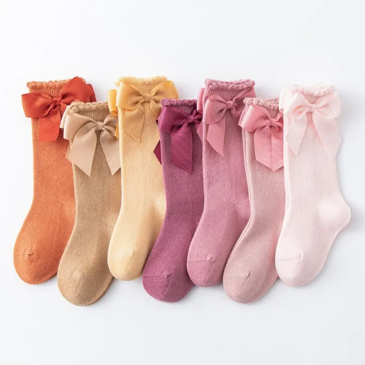 Girls%20Socks%20Bow%20Princess%20Socks%20Girls%20Baby%20Knee%20Socks%20Boneless%20Stitched%20Cotton%20Children%20Socks%20Baby%20Accessories%20-%20Image%204